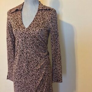 DVF Silk Ruched Jersey Dress Sz Medium